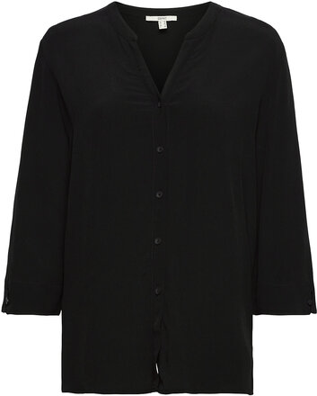 Wide Blouse With 3/4-Length Sleeves Tops Blouses Long-sleeved Black Esprit Casual