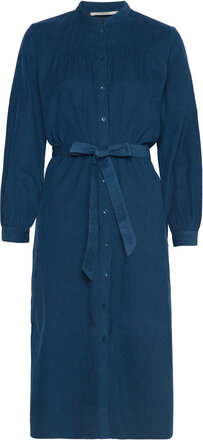 Corduroy Midi Dress Knälång Klänning Navy Esprit Casual