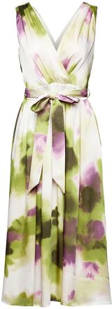 Crinkle Satin Midi Dress With Floral Print Dresses Wrap Dresses Grønn Esprit Collection*Betinget Tilbud