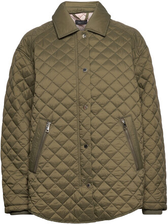 Quilted Jacket With Turn-Down Collar Vattert Jakke Kakigrønn Esprit Collection*Betinget Tilbud