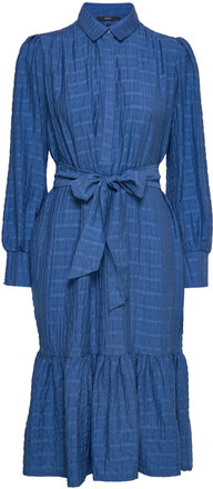 Checked Midi Dress Dresses Shirt Dresses Blå Esprit Collection*Betinget Tilbud