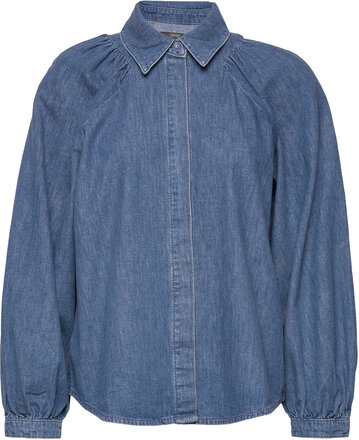 Denim Blouse Shirts Denim Shirts Blå Esprit Collection*Betinget Tilbud