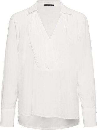 Women Blouses Woven Long Sleeve Bluse Langermet Hvit Esprit Collection*Betinget Tilbud