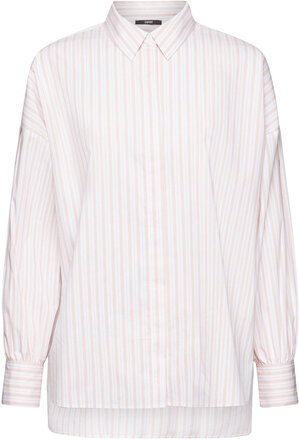 Striped Over D High Low Blouse Tops Shirts Long-sleeved Pink Esprit Collection