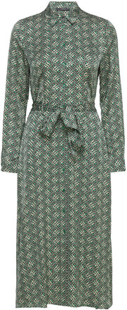 Patterned Satin Dress Dresses Shirt Dresses Grønn Esprit Collection*Betinget Tilbud