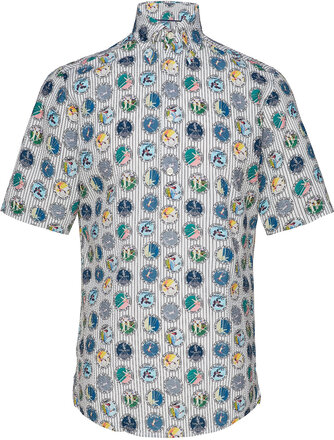 Casual Fit Poplin Shirt Designers Shirts Short-sleeved Multi/patterned Eton