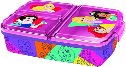 Disney Princess Multi Comp. Sandwich Box Home Meal Time Lunch Boxes Purple Princesses