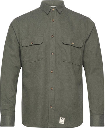 Glenn Flannel Shirt Ls Skjorte Uformell Kakigrønn Fat Moose*Betinget Tilbud