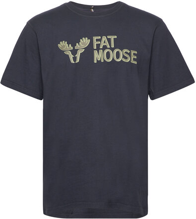 Fm Logo Organic Tee T-shirts Short-sleeved Marineblå Fat Moose*Betinget Tilbud