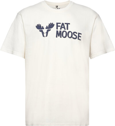 Fm Logo Organic Tee T-shirts Short-sleeved Hvit Fat Moose*Betinget Tilbud
