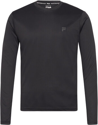 Relleu Running Shirt Tops T-shirts Long-sleeved Black FILA