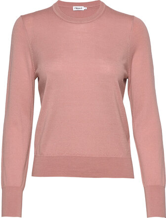 Merino R-Neck Sweater Pullover Rosa Filippa K*Betinget Tilbud