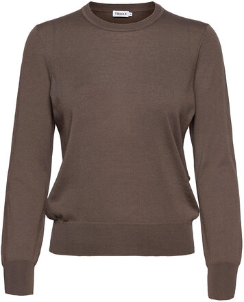 Merino R-Neck Sweater Pullover Brun Filippa K*Betinget Tilbud