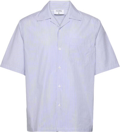 Striped Short Sleeve Shirt Designers Shirts Short-sleeved Blue Filippa K