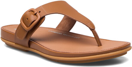 Gracie Rubber-Buckle Leather Toe-Post Sandals Shoes Summer Shoes Flip Flops Brun FitFlop*Betinget Tilbud