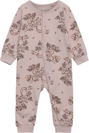 Nightsuit W/O Feet W.aop Pyjamas Sie Jumpsuit Pink Fixoni