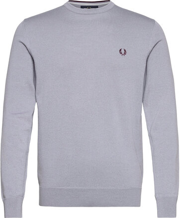 Classic C/N Jumper Strikkegenser M. Rund Krage Sølv Fred Perry*Betinget Tilbud