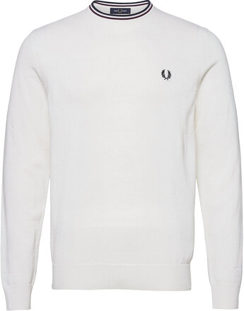 Classic C/N Jumper Strikkegenser M. Rund Krage Hvit Fred Perry*Betinget Tilbud