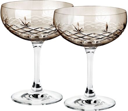Crispy Gatsby Copal - 2 Pieces Home Tableware Glass Champagne Glass Brown Frederik Bagger