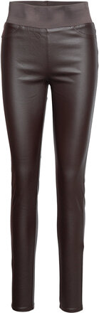 Fqshantal-Pa-Cooper Bottoms Trousers Leather Leggings-Byxor Brown FREE/QUENT