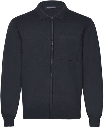 Milano Knitted Zip Through Tops Knitwear Full Zip Jumpers Navy French Connection