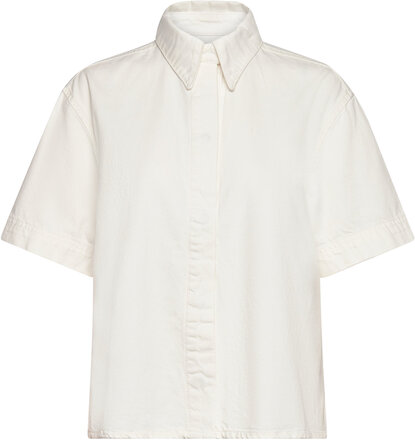 Finley Denim Ss Shirt Tops Shirts Denim Shirts Cream French Connection