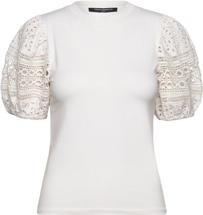 Rosana Anges Broiderie T Shirt Tops T-shirts & Tops Short-sleeved White French Connection