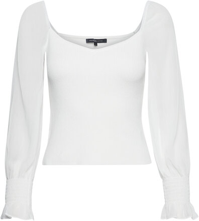 Maia Krista Crepe Mix Jumper Tops Knitwear Jumpers White French Connection