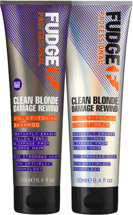 Clean Blonde Damage Rewind Violet Duo 2X250 Ml Hårsett Nude Fudge*Betinget Tilbud