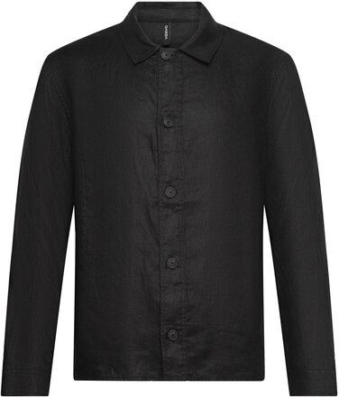 Peter Linen Ls Tops Shirts Linen Shirts Black Gabba