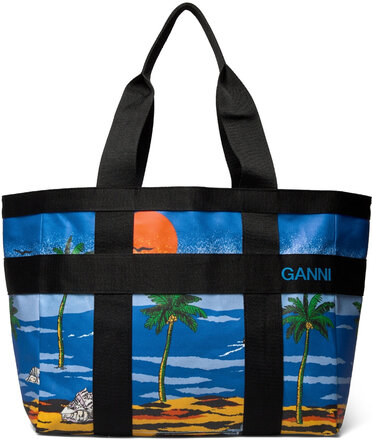 Coated Canvas Bag Bags Beach Bags Multi/mønstret Ganni*Betinget Tilbud
