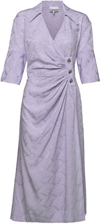 Viscose Jacquard Wrap Dress Dresses Wrap Dresses Lilla Ganni*Betinget Tilbud