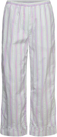 Stripe Seersucker Elasticated Mid Waist Pants Bottoms Trousers Straight Leg Green Ganni