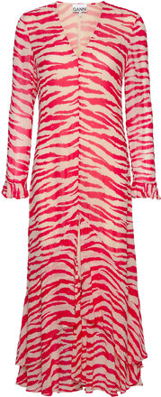 Printed Light Georgette Maxi Dress Maxiklänning Festklänning Pink Ganni