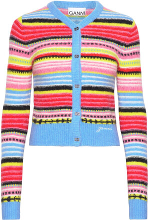 Soft Wool Stripe Knit Designers Knitwear Cardigans Multi/patterned Ganni