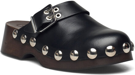 Retro Leather Clog Shoes Clogs Svart Ganni*Betinget Tilbud