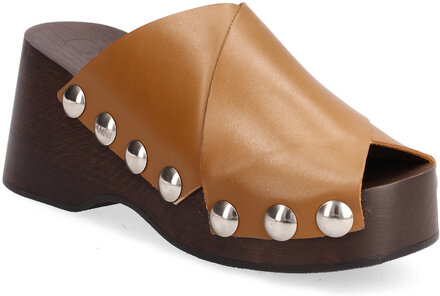 Retro Peep Toe Wood Sandal Shoes Summer Shoes Sandals Brun Ganni*Betinget Tilbud