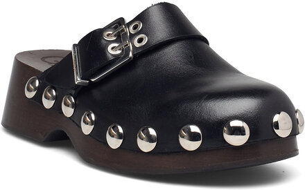 Retro Leather Clog Shoes Summer Shoes Sandals Svart Ganni*Betinget Tilbud