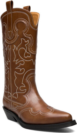 Western Designers Boots Long Brown Ganni