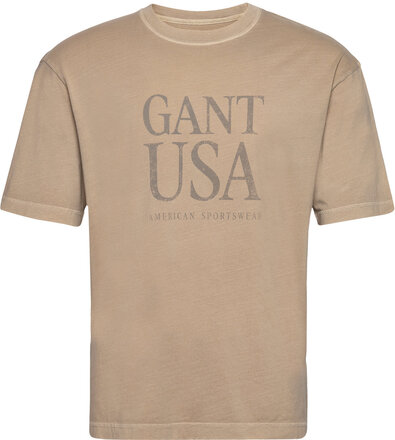 Sunfaded Gant Usa T-Shirt T-shirts Short-sleeved Beige GANT*Betinget Tilbud