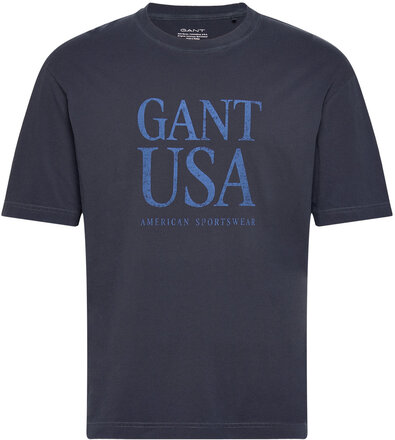 Sunfaded Gant Usa T-Shirt T-shirts Short-sleeved Marineblå GANT*Betinget Tilbud