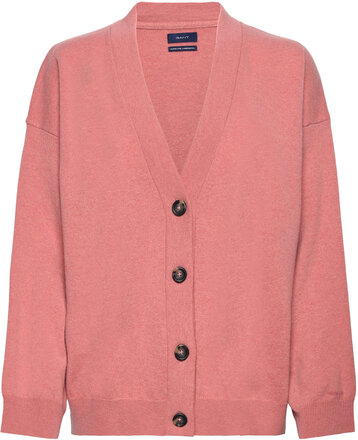 Superfine Lambswool Cardigan Strikkegenser Cardigan Rosa GANT*Betinget Tilbud