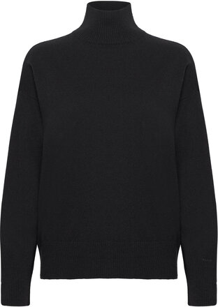Superfine Lambswool Stand Collar Tops Knitwear Jumpers Black GANT