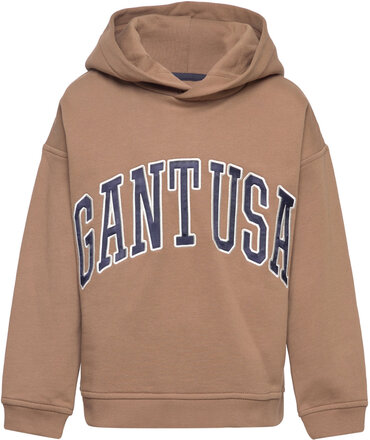 Over D Gant Usa Sweat Hoodie Hettegenser Genser Brun GANT*Betinget Tilbud