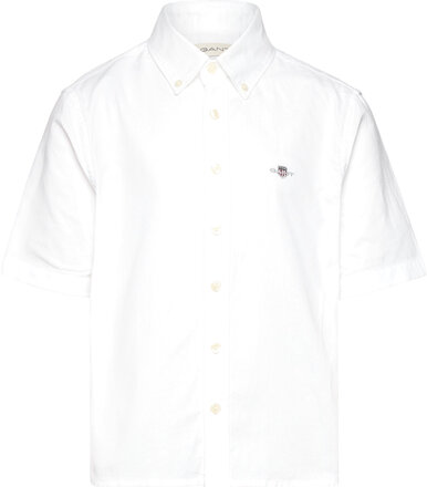 Reg Ss Oxford B.d Shirt Tops Shirts Short-sleeved Shirts White GANT