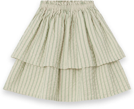 Seersucker Skirt Dresses & Skirts Skirts Midi Skirts Green Garbo&Friends