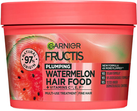 Garnier, Fructis, Hair Food, Watermelon, Plumping Hair Mask For Fine Hair, 400 Ml Hårinpackning Nude Garnier