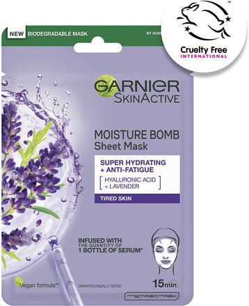 Moisture Bomb Lavender Sheet Mask Beauty Women Skin Care Face Masks Sheetmask Nude Garnier