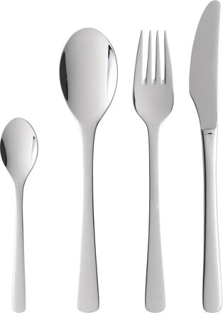 Bestikksett Steel Line 16 Deler Blank Stål Home Tableware Cutlery Cutlery Set Sølv Gense*Betinget Tilbud