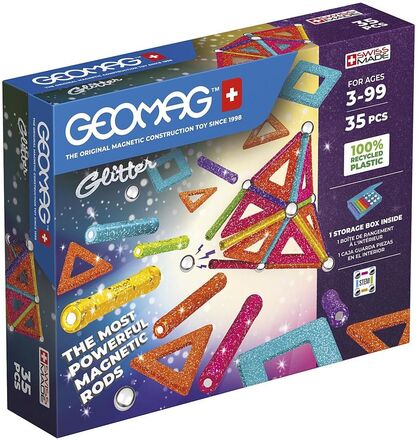 Geomag Glitter Panels Recycled 35 Pcs Toys Building Sets & Blocks Building Sets Multi/mønstret Geomag*Betinget Tilbud